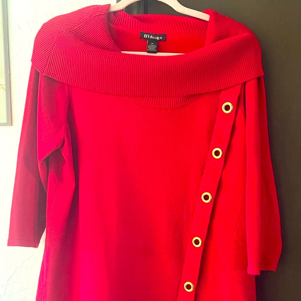 Women’s red scoop neck sweater
